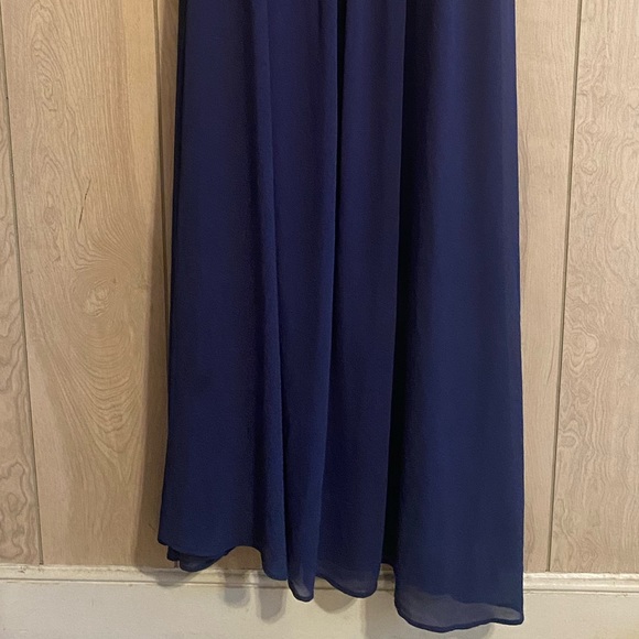 Lulus Looking Glass Women's Large One-Shoulder Maxi Dress Navy Blue - Picture 11 of 13